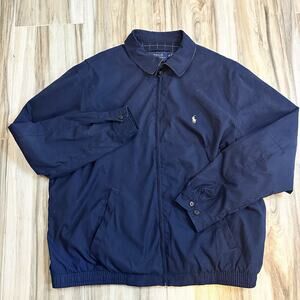 Polo Ralph Lauren Jacket Men‎ XLT Blue Bomber Bi-Swing Plaid Lining Navy Pony